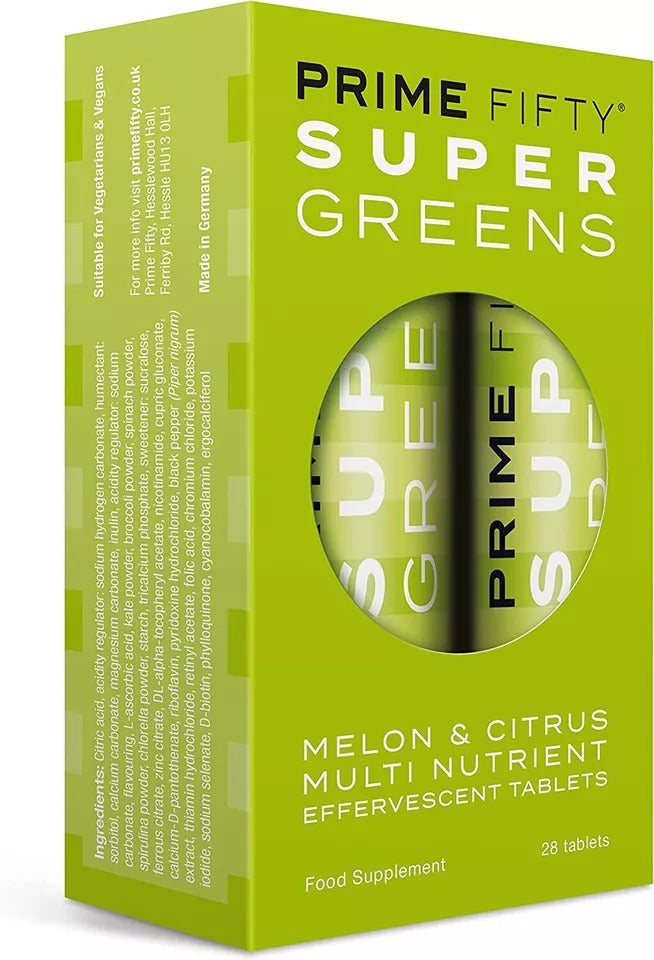 Prime Fifty Super Greens Superfood Melon & Citrus Multi Nutrient Vegan - Fighting Fatigue