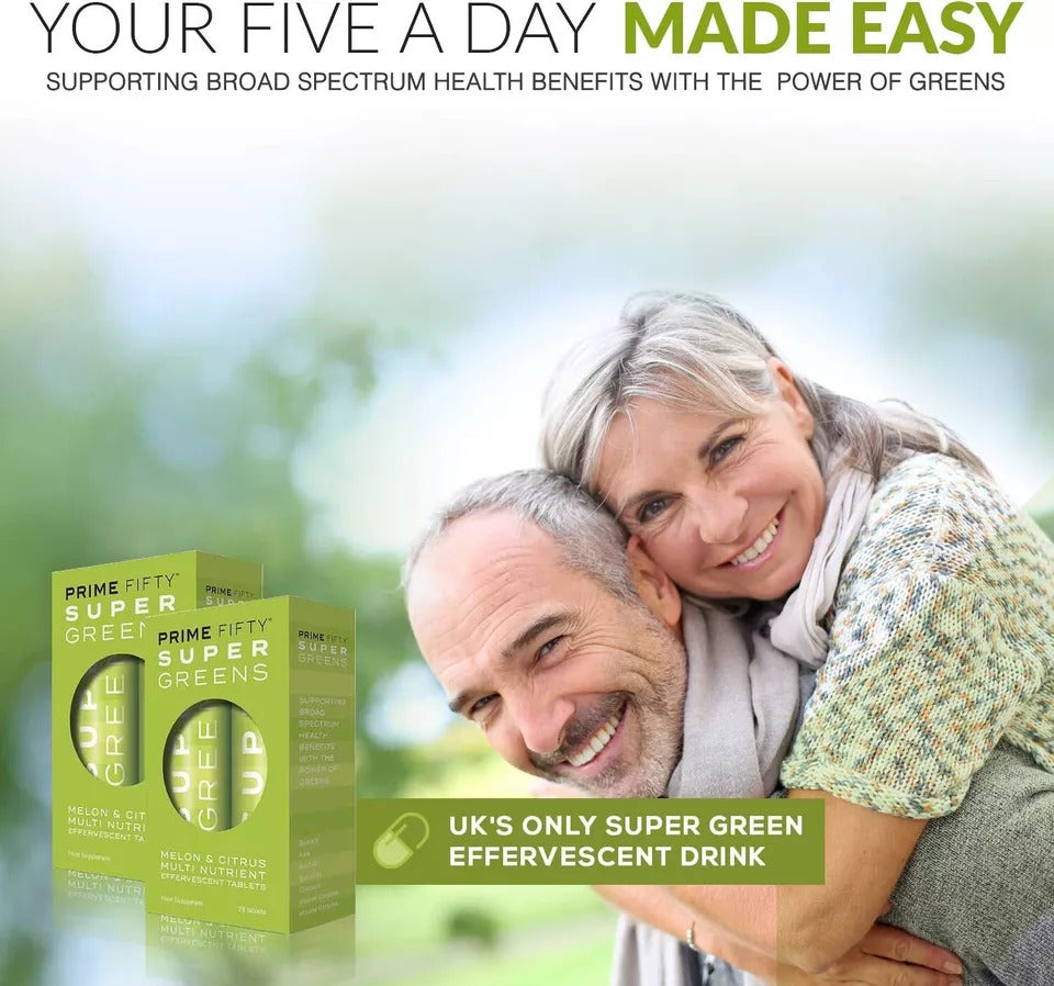 Prime Fifty Super Greens Superfood Melon & Citrus Multi Nutrient Vegan - Fighting Fatigue